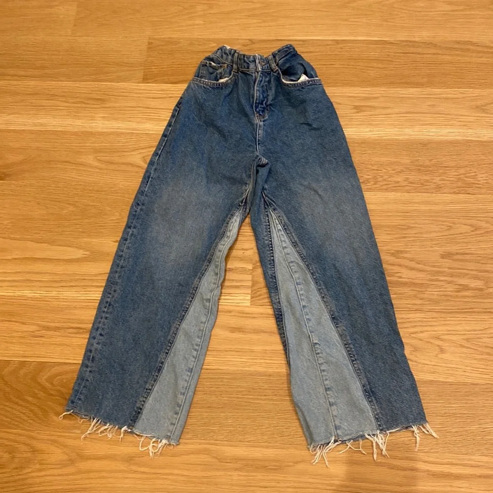 Zara straight fit jeans, size 11-12, light blue and blue. - Picture 1 of 2